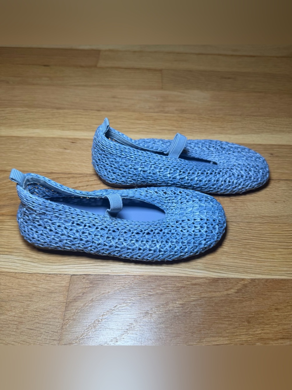 Zara Kids Blue Woven Ballet Flats Mary Jane – Size 27 – Brand New